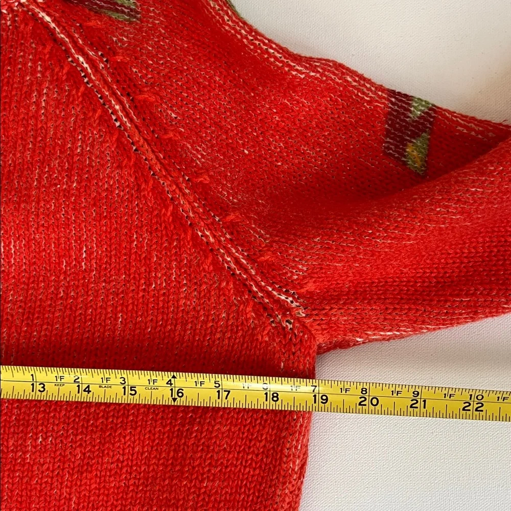 Coldwater Creek Full Zip Vibrant Orange Floral Knit Women’s Sweater - M - Picture 8 of 10